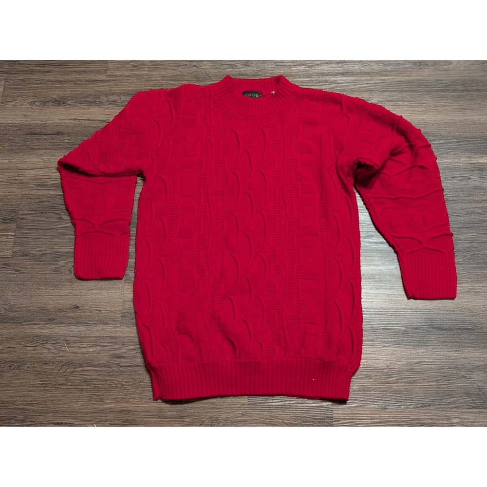 COOGI Australia Vintage 3D Textured Knit Sweater Red Mens Large Made in USA